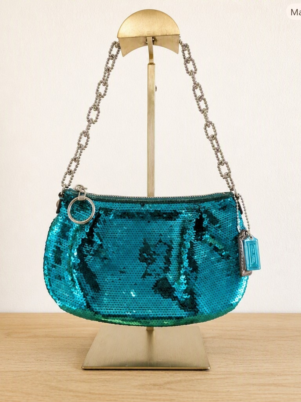 NWT Coach Poppy Emerald Sequin Groovy Shoulder Bag Vintage Y2K